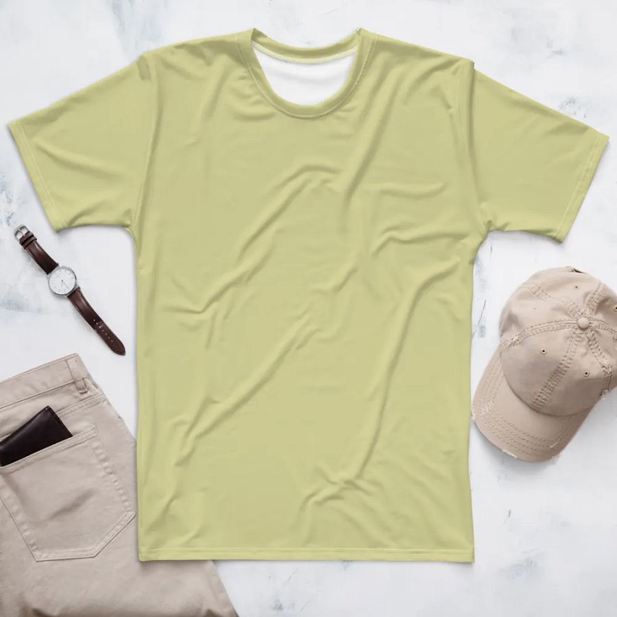 Plain Light Yellow True Summer Men's Crewneck Polyester Heavyweight Premium T-Shirt by Treasure Pie product image (1)