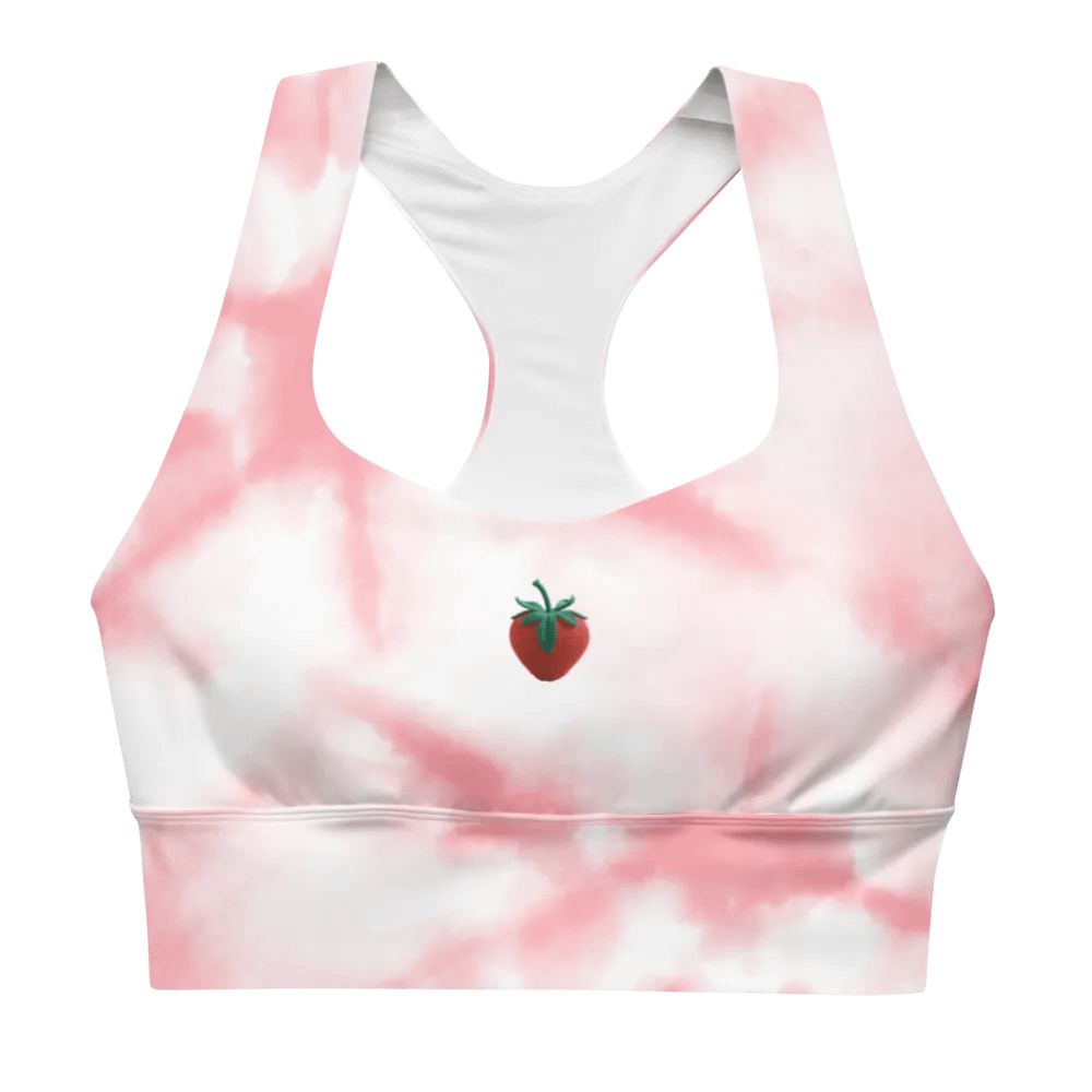 CozyAvocado Women's Pink Recycled Longline Sports Bra Strawberry #2 product image (1)