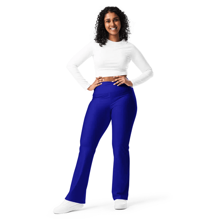 Plain Color Navy Blue Flare Leggings product image (1)