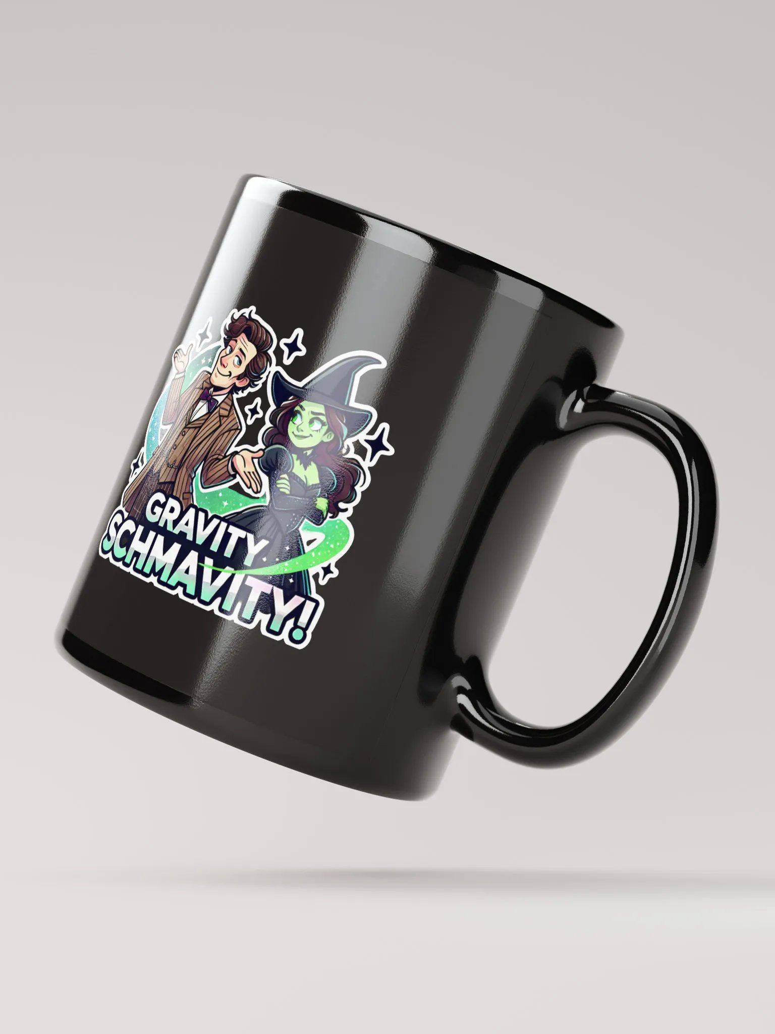 Defying Gravity Schmavity Mug – Black Glossy Doctor Who x Wicked Coffee Cup product image (2)