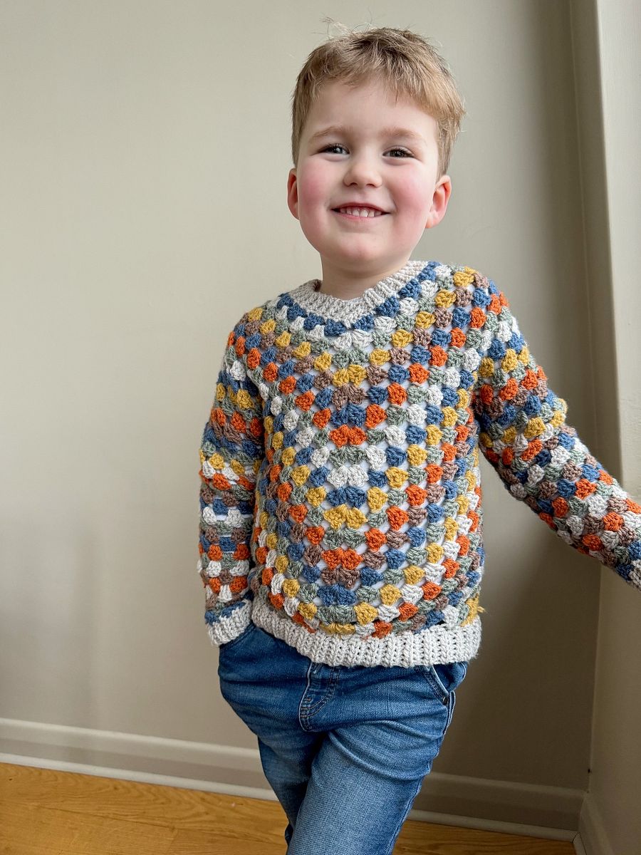Child Granny Stitch Sweater Pattern | Sizes Newborn to 10 Years | Pdf Instant Download product image (1)