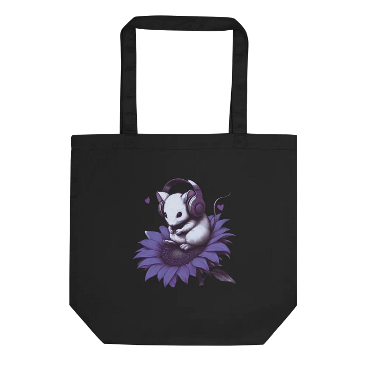 Sunflower and mouse wearing headphones tote bag product image (2)
