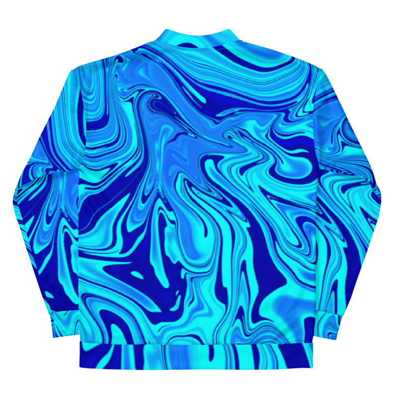 Unisex Bomber Jacket - Light and Dark Blue Digital Fluid Art product image (7)