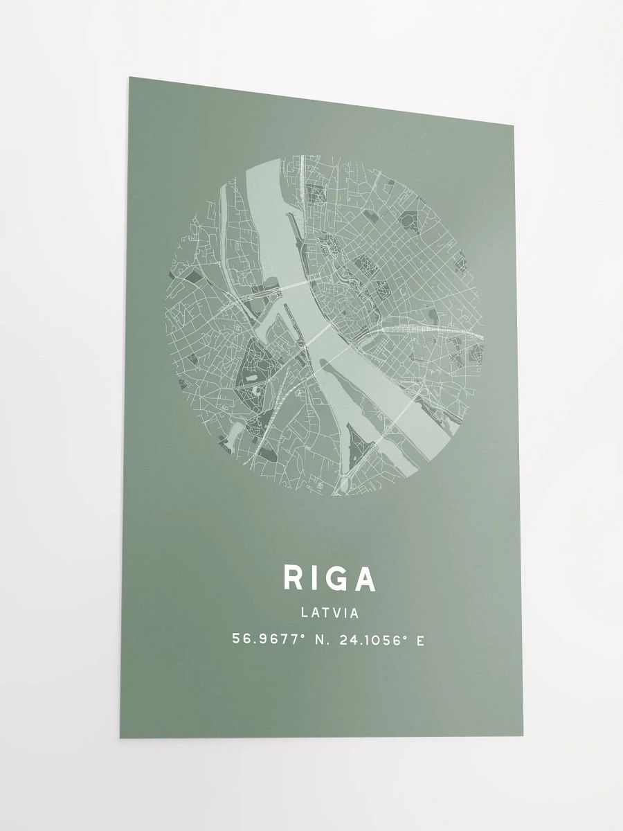 Riga Street Map Poster – Sage Green Minimalist Circular City Art product image (4)