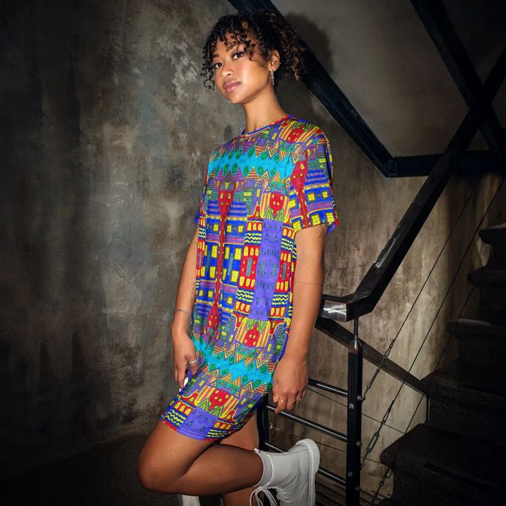 Abstract Playful Houses #2 Ladies T Shirt Dress product image (2)