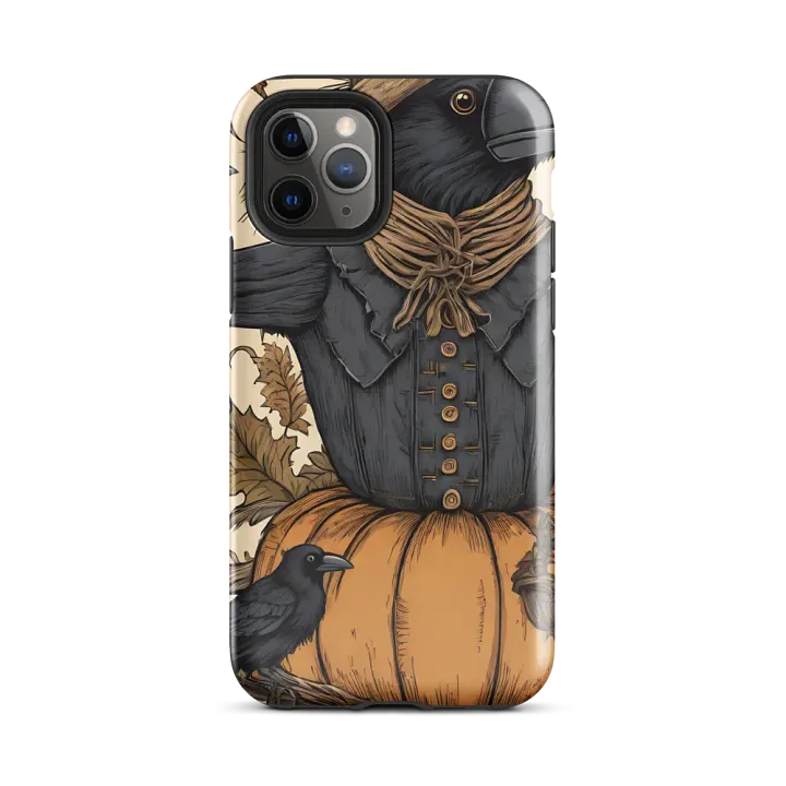 Tough Phone Case for iPhone® - Whimsical Harvest Scarecrow with Crows product image (2)