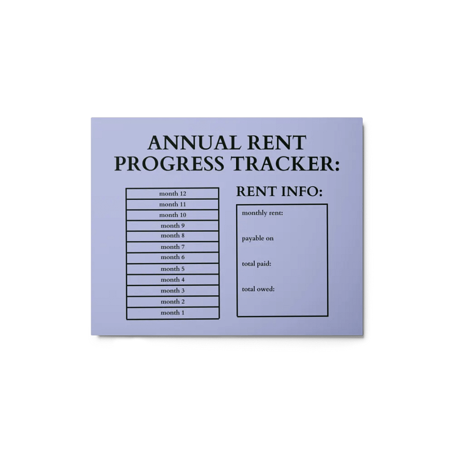 HIGHFALUTIN ANNUAL RENT TRACKER (black design 5) product image (1)