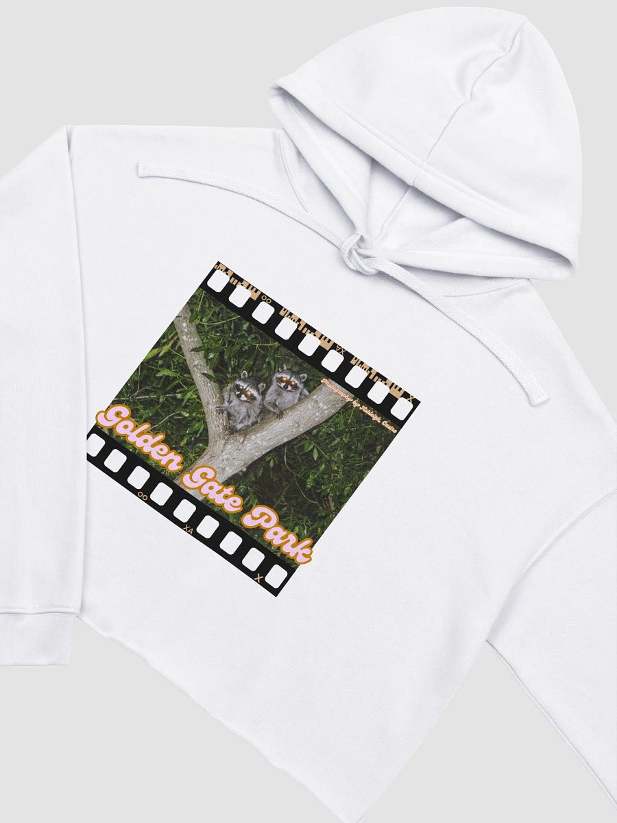 Golden Gate Park Raccoons Crop Top Hoodie (White) product image (3)