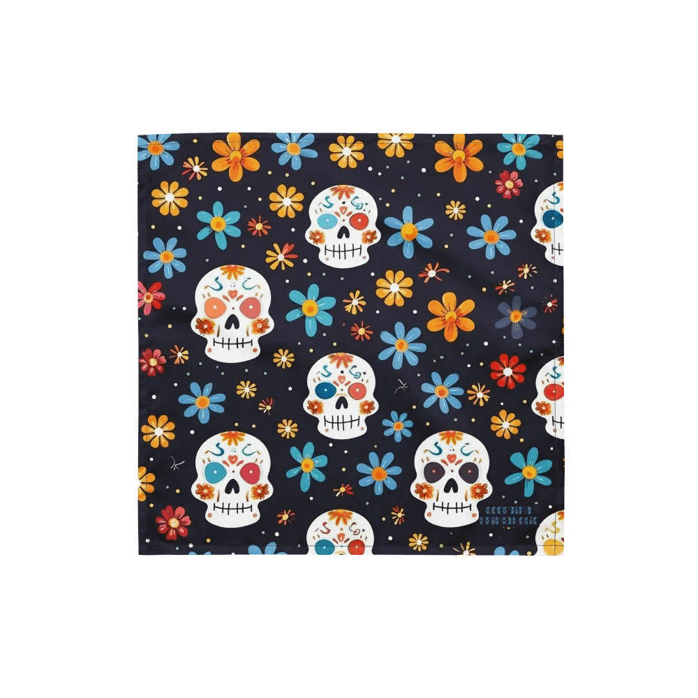 Sugar Skull Flowers Navy Bandana product image (1)