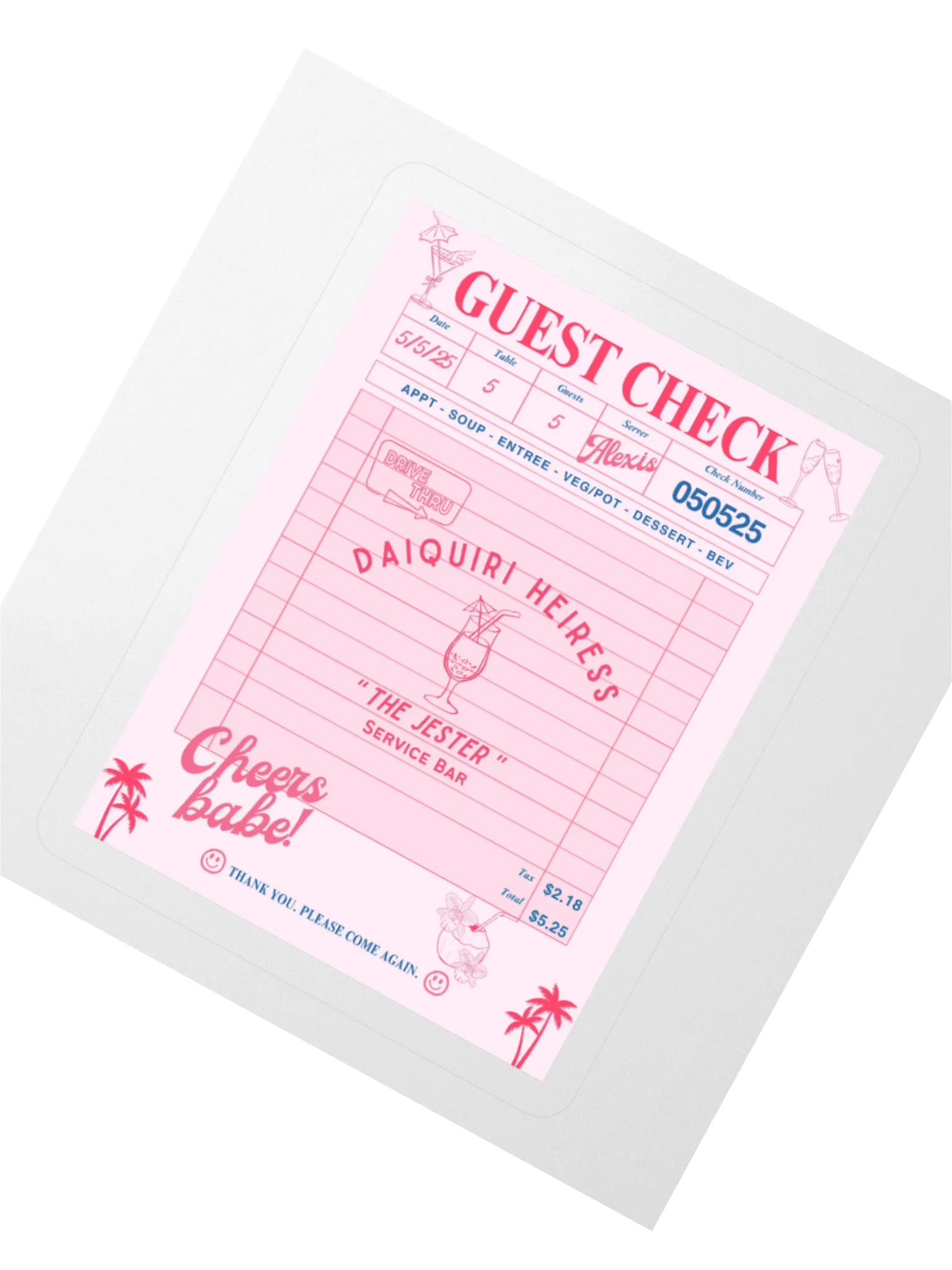 CHECK PLEASE! DAIQUIRI STICKER product image (5)