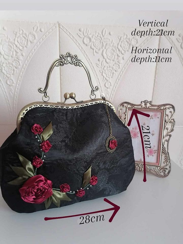 Black handbag-lace embroidery product image (1)