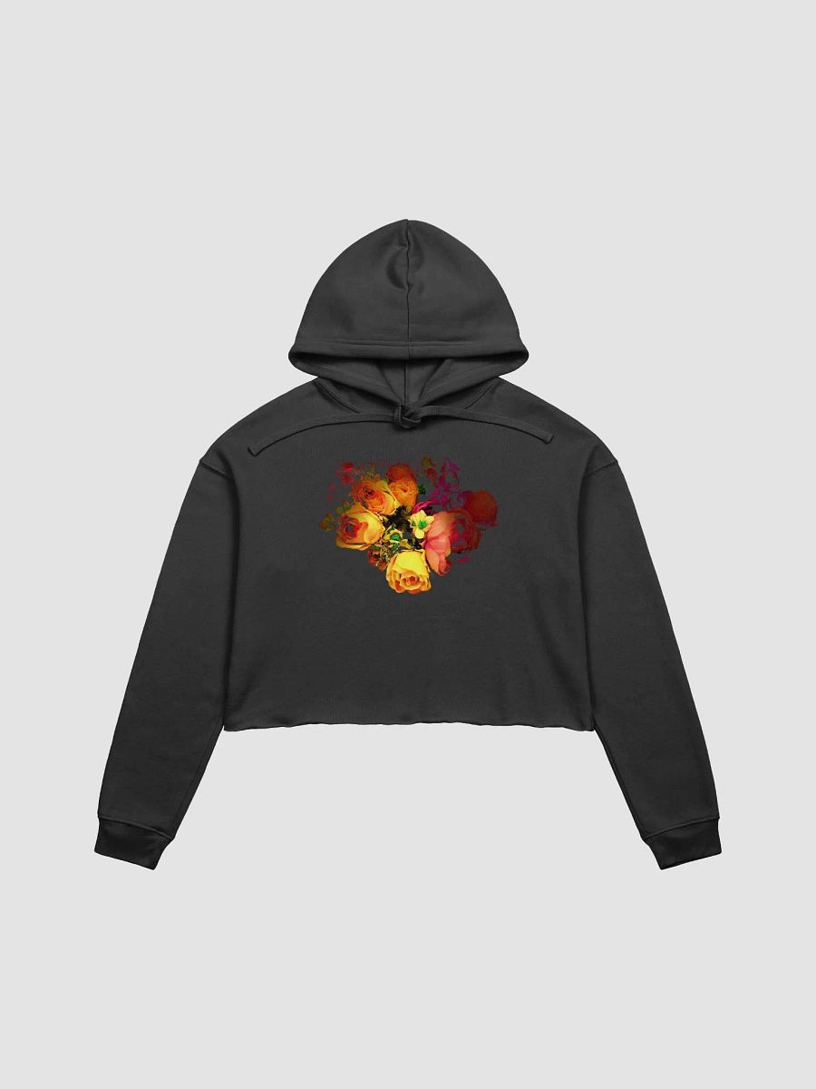 Abstract Pink and Yellow Rose Bouquet Ladies Fleece Cropped Hoodie product image (2)