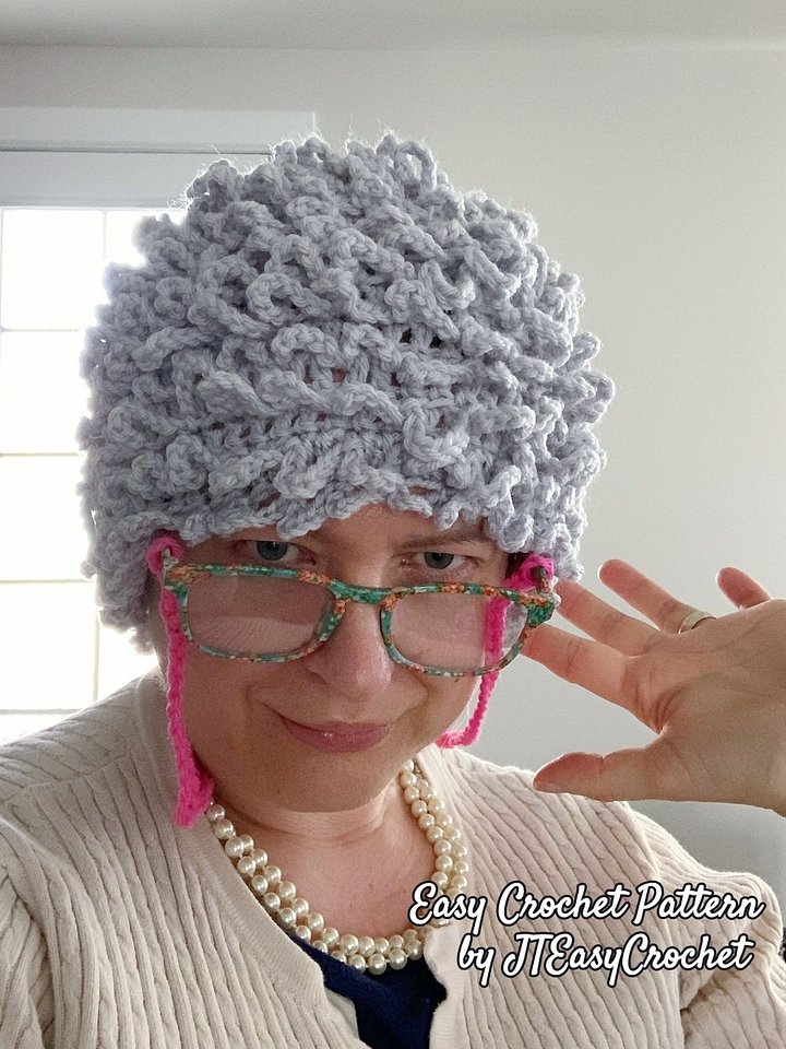 Old Lady Wig Crochet Pattern, Grey Hair Wig, Granny Wig Pattern with Curlers product image (2)