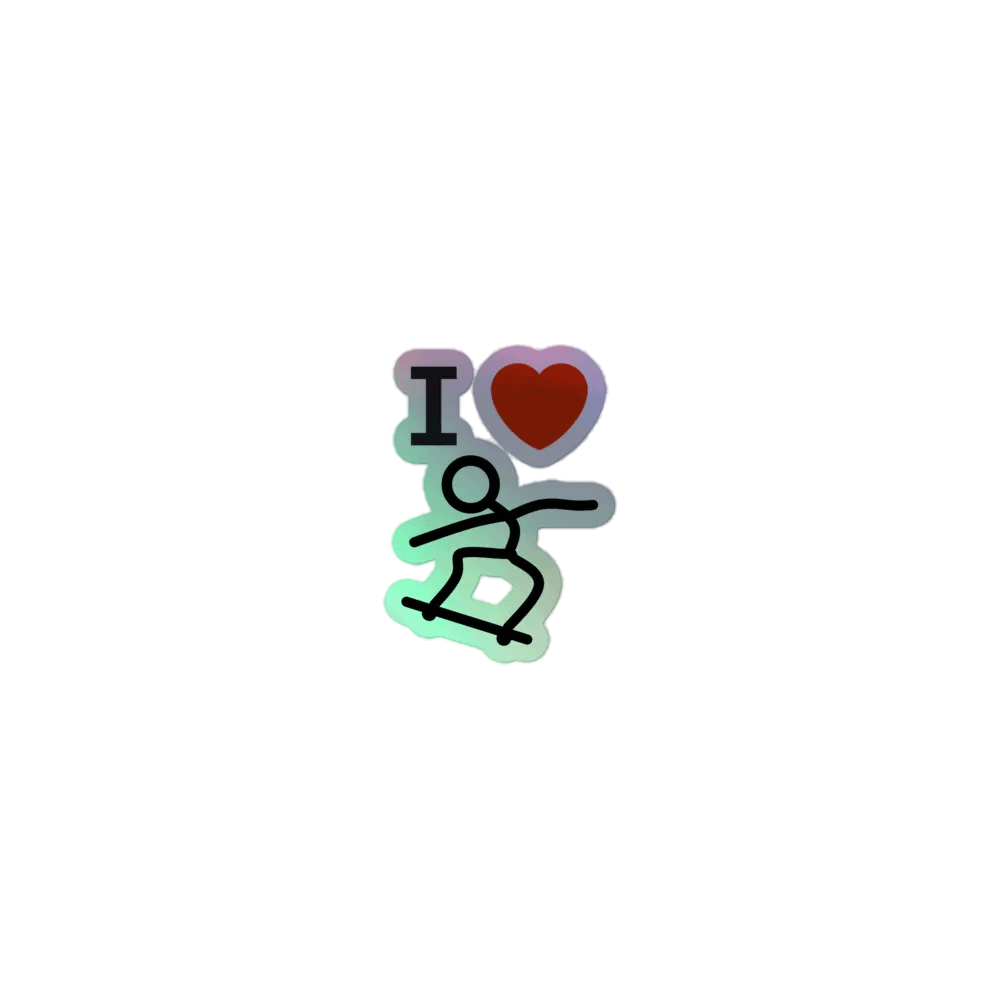 I Heart Stick Figure SK8er Holographic Sticker product image (1)