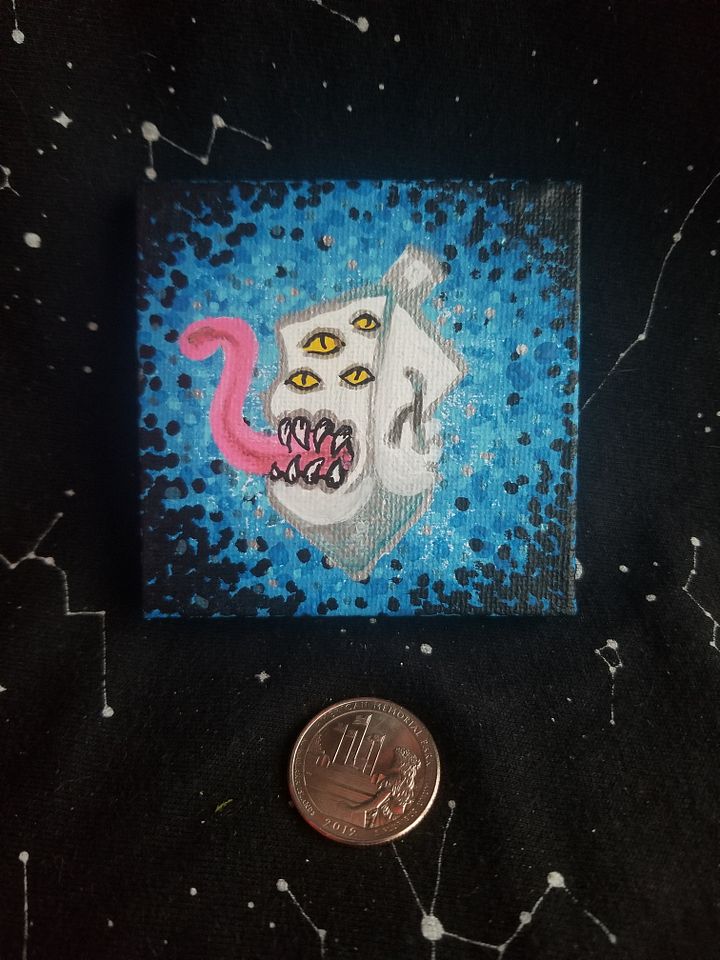 Dreidel Mimic, Tiny Painting (Gimel ג) product image (1)