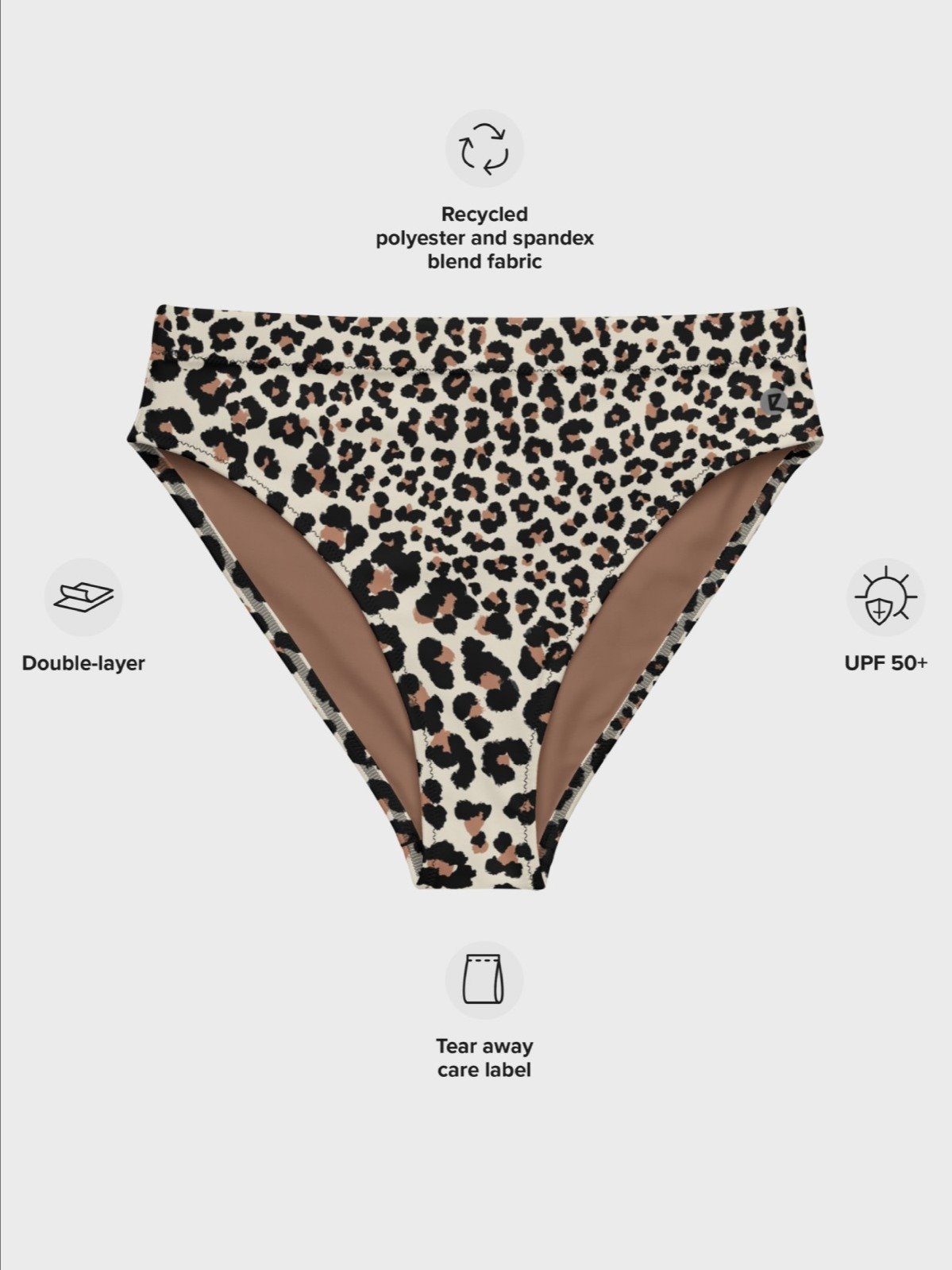 High-Waisted Bikini Bottom "Abstract Animal Leopard Skin Fur Pattern" product image (8)
