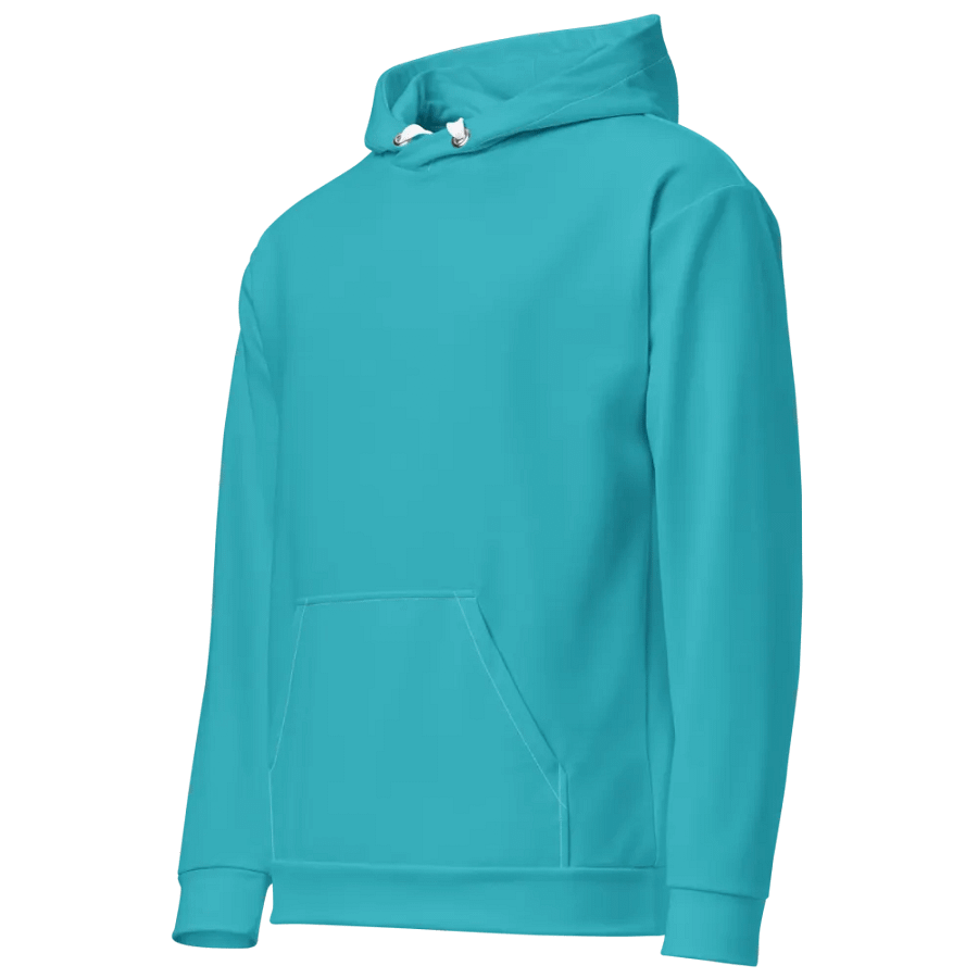 Plain Turquoise Blue Light Summer Unisex Recycled Polyester Heavyweight Premium Hoodie by Treasure Pie product image (12)