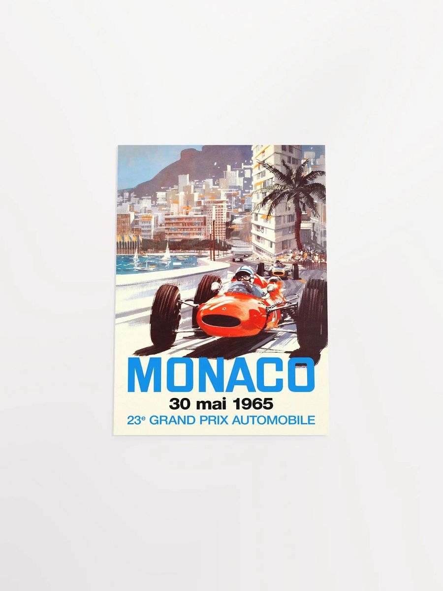 Monaco Vintage F1 Grand Prix, 1965 poster — Vintage Formula 1 poster, Monaco Grand Prix poster, retro travel poster, retro travel art product image (10)