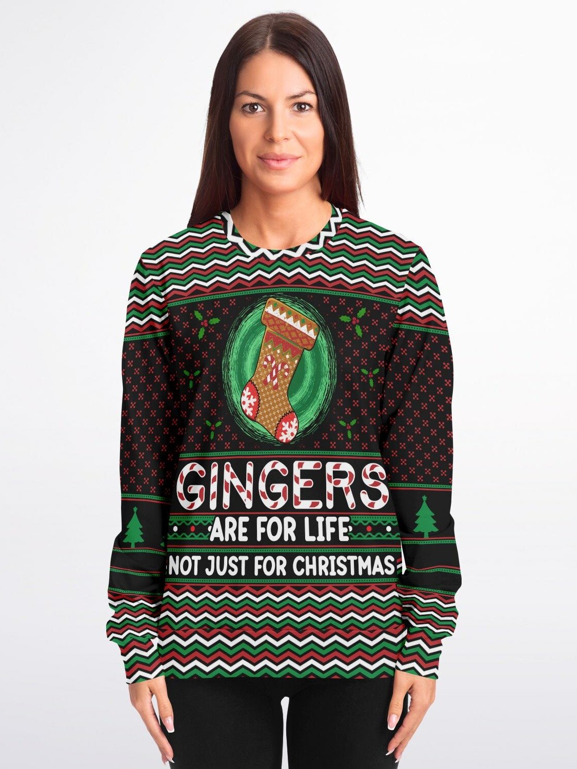 "Gingers Are For Life Not Just For Christmas" Funny Christmas Sweater | Gingerbread Pattern Holiday Sweatshirt | Festive Winter Outfit product image (1)