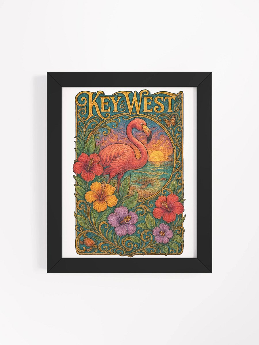 Key West Framed Poster with Flamingo and Hibiscus product image (4)