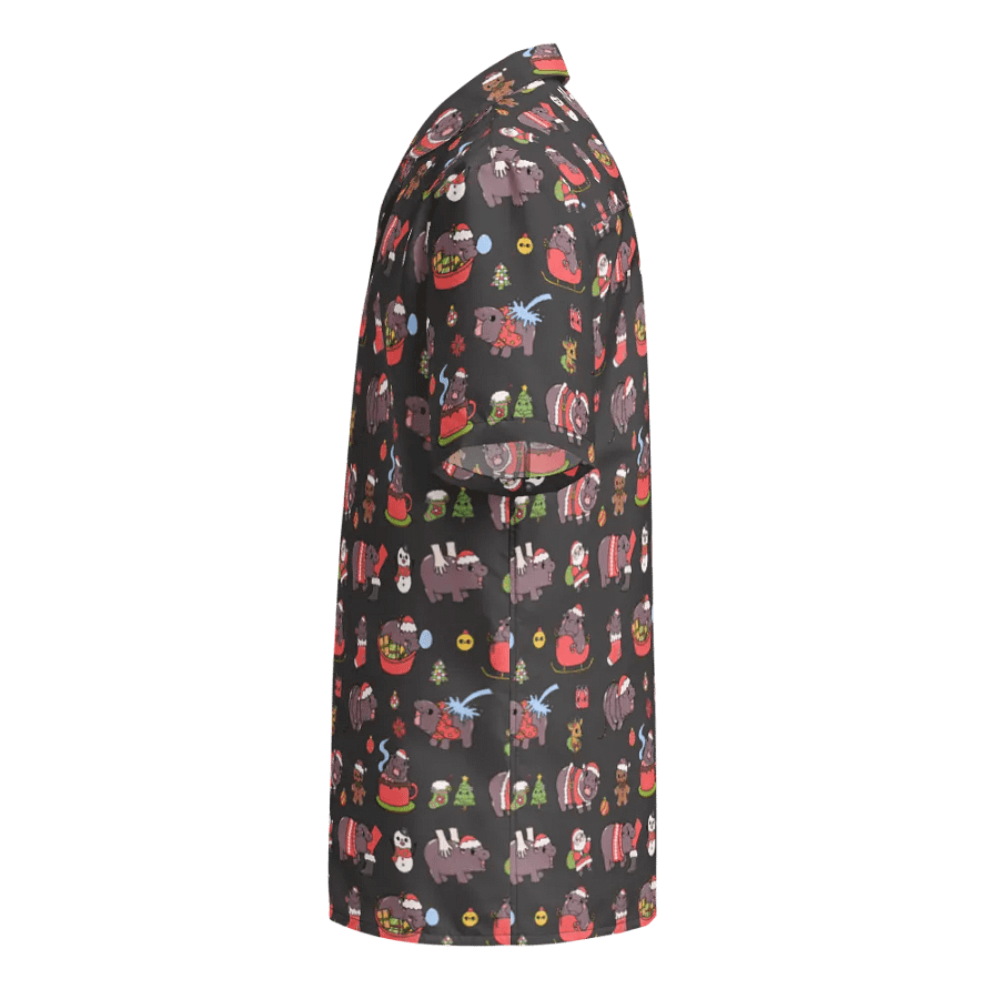 MOODENG'S BLACK CHRISTMAS HAWAIIAN SHIRT! product image (7)