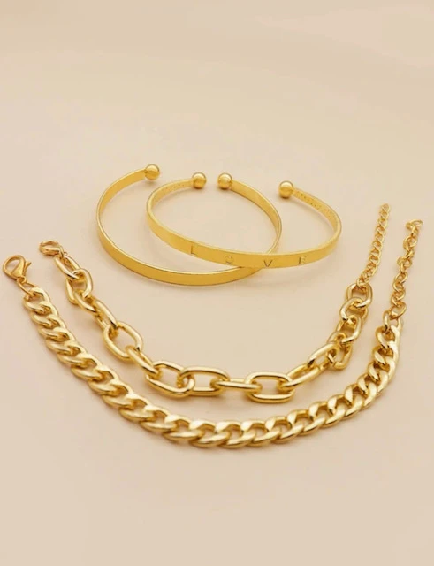 4 PC GOLD DECOR LOVE BRACELET SET product image (4)