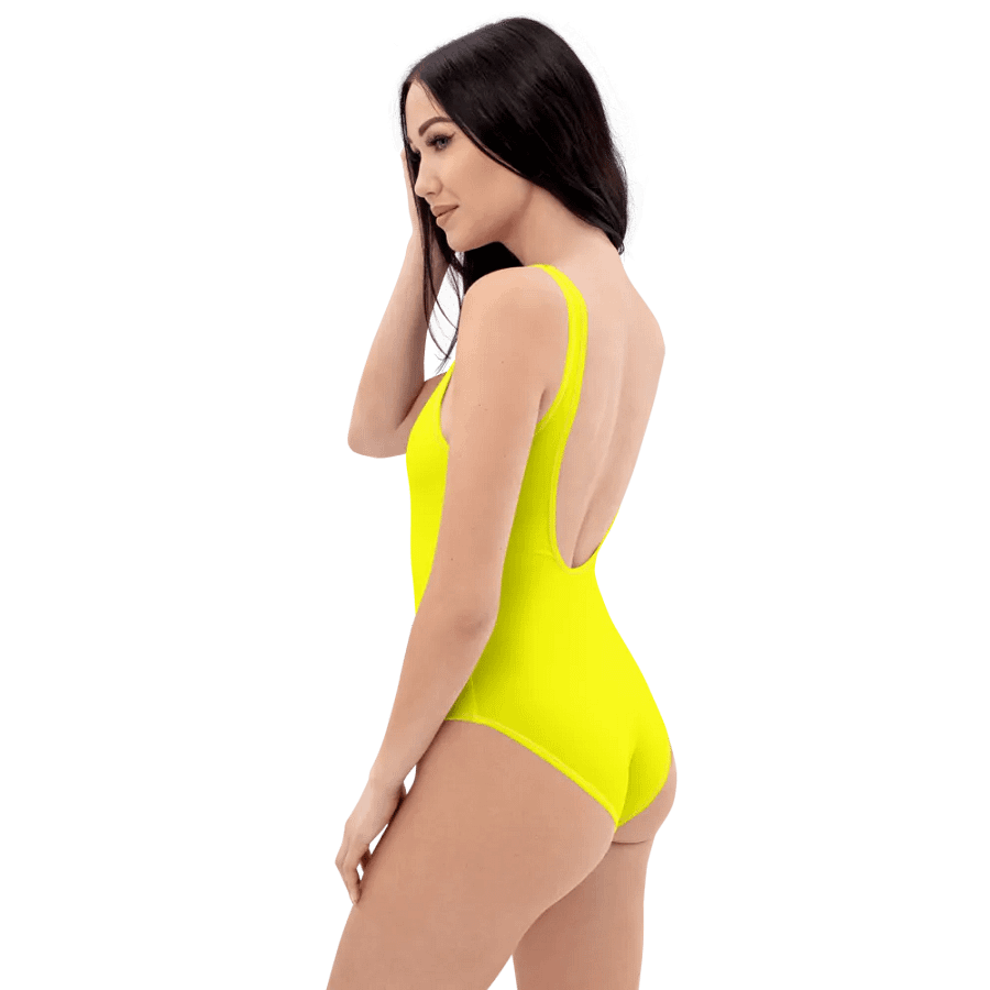 Plain Color Yellow One-Piece Swimsuit product image (3)