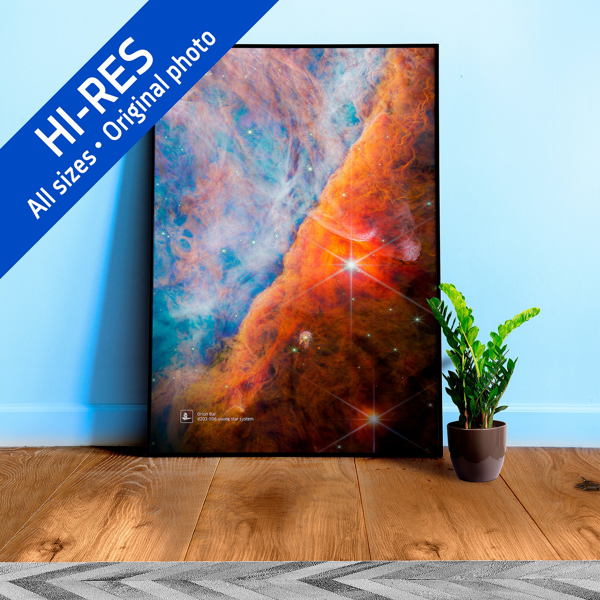 Orion Bar (James Webb/JWST), d203-506 young star system (James Webb/JWST) — space poster, science poster product image (1)