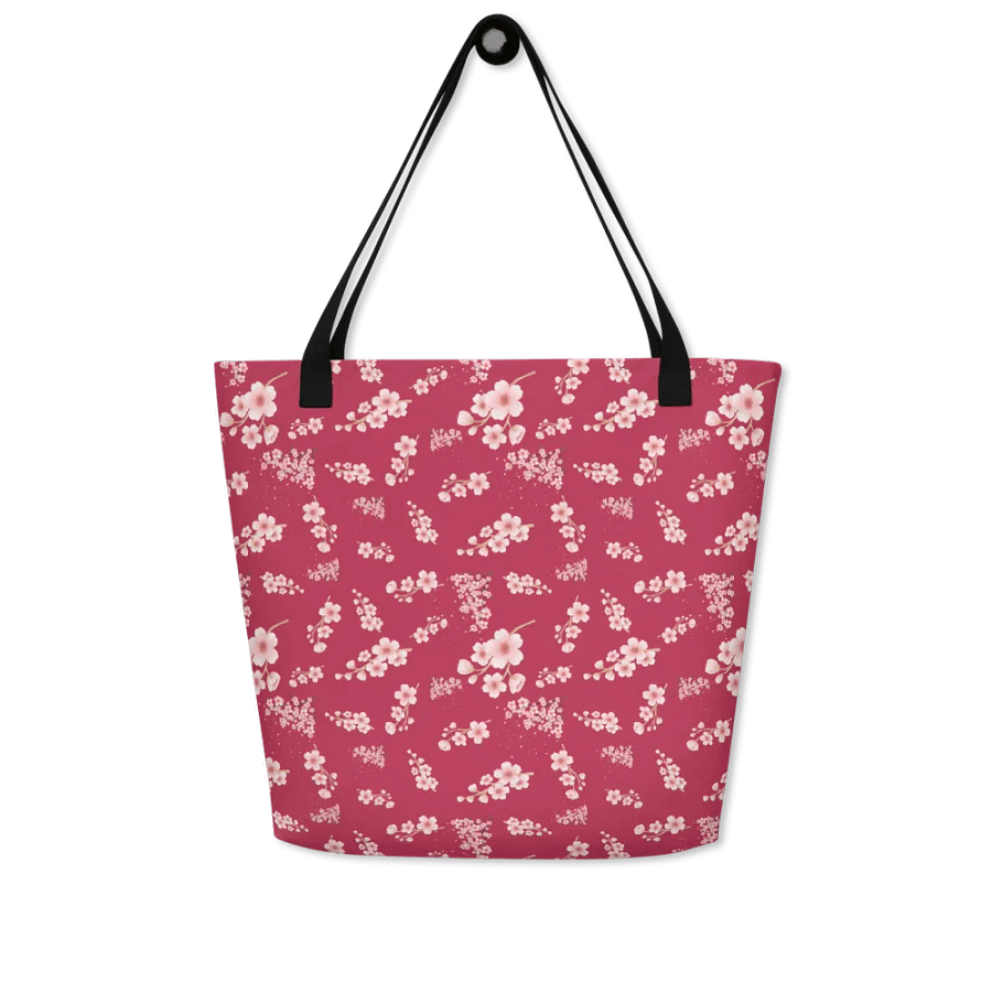Cherry Blossoms on Magenta Floral Tote Bag product image (5)