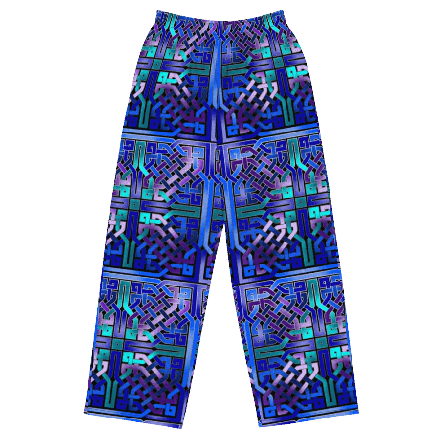 Blue Celtic Knot Pattern Wideleg Pants product image (2)