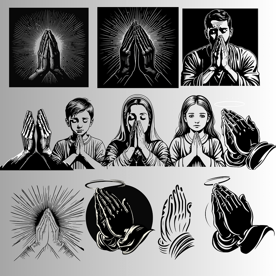 Black and White Praying Hands Bundle product image (3)