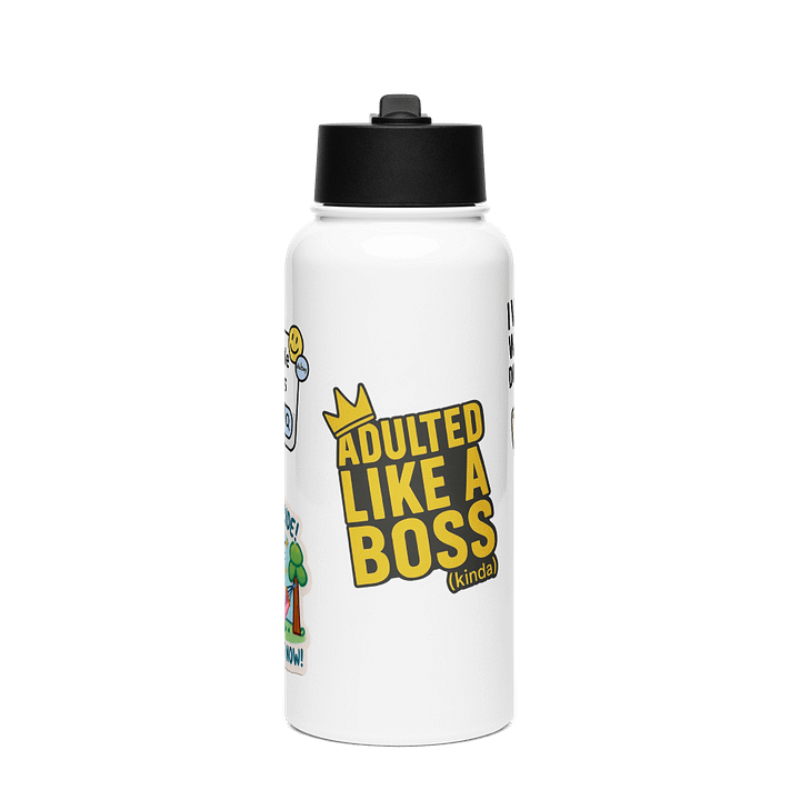 Humorous Adulting Stickers on a Water Bottle product image (1)