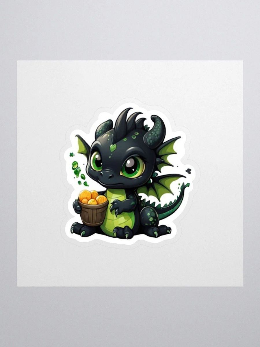 Cute Black and Green Baby Dragon V.3 Sticker product image (1)
