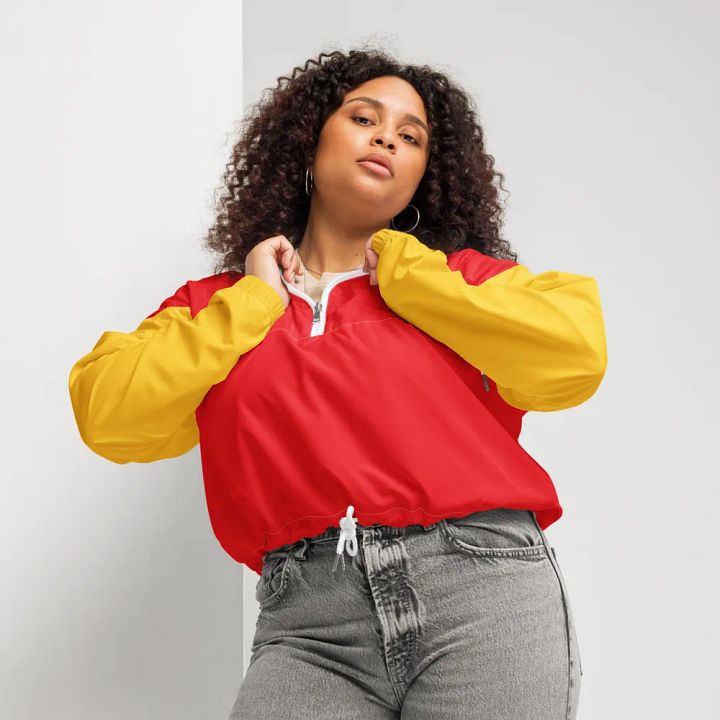 'Caligirl' Red/Yellow Women's Cropped Windbreaker product image (1)
