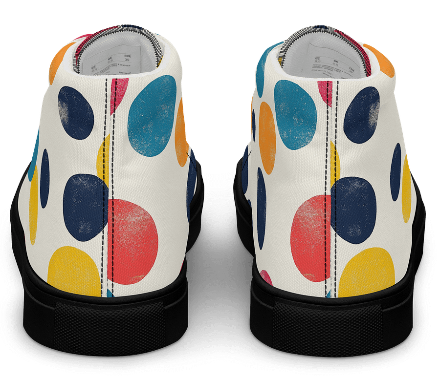 Polka Dot Illusion Vintage Retro Men's High Top Canvas Shoes product image (3)