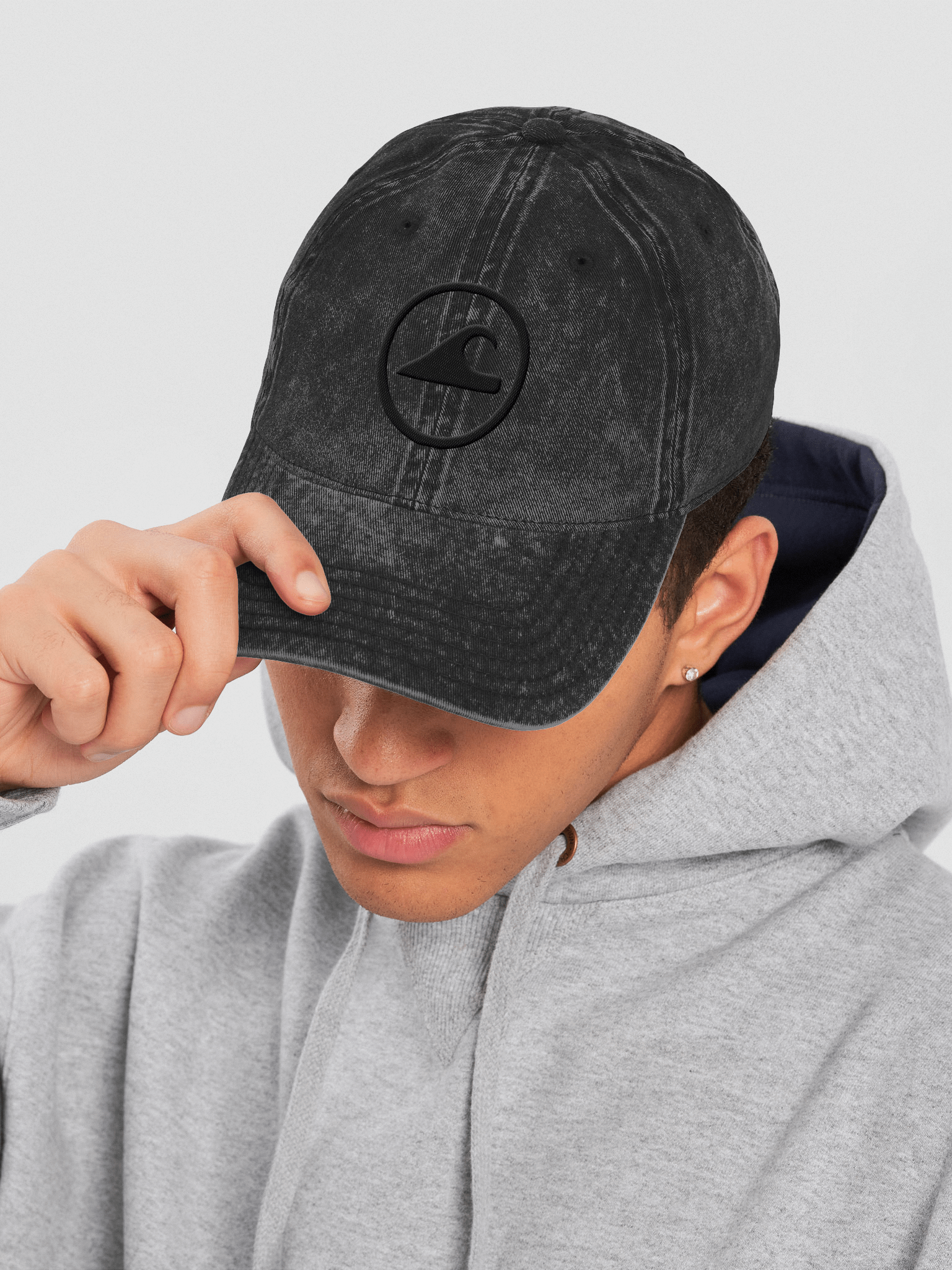 Embroidered Wave Rider Otto Vintage Wash Dad Hat (Blackout) product image (7)