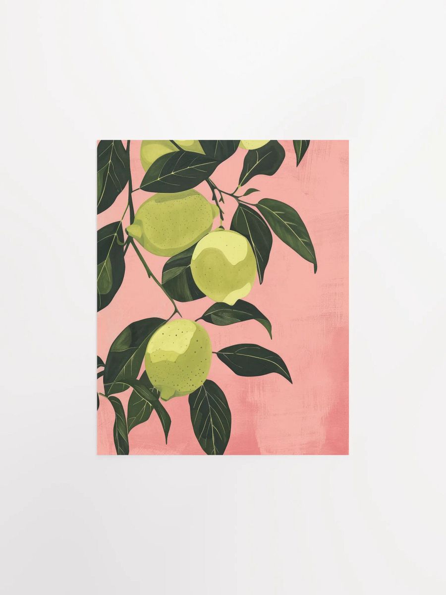 Lime Lemons on Pink Pastel Kitchen Wall Art Print product image (25)