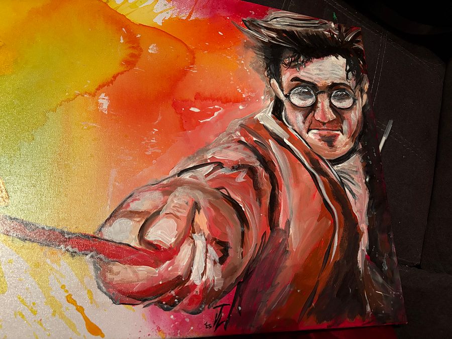 HUGE Hand painted center piece painting “Wizarding Duel Finale” product image (3)