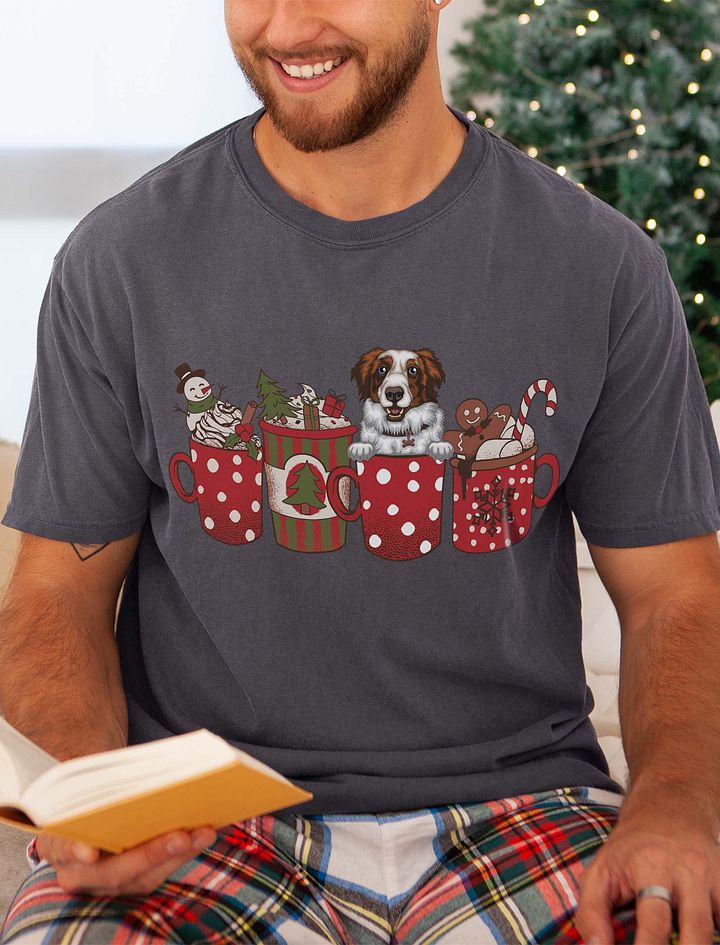 Cute Australian Shepherd(Red Tricolor) in a Christmas Cup T-Shirt | Funny Christmas Aussie Pup in a Cup product image (21)