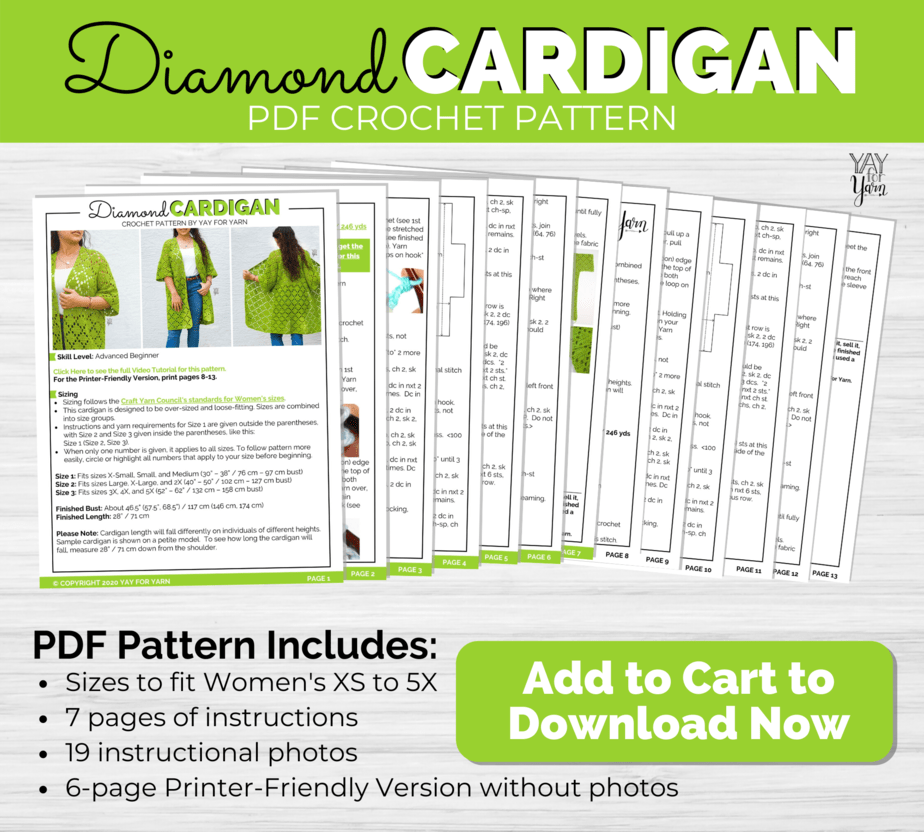 Diamond Cardigan - PDF Crochet Pattern & Video Tutorial product image (4)