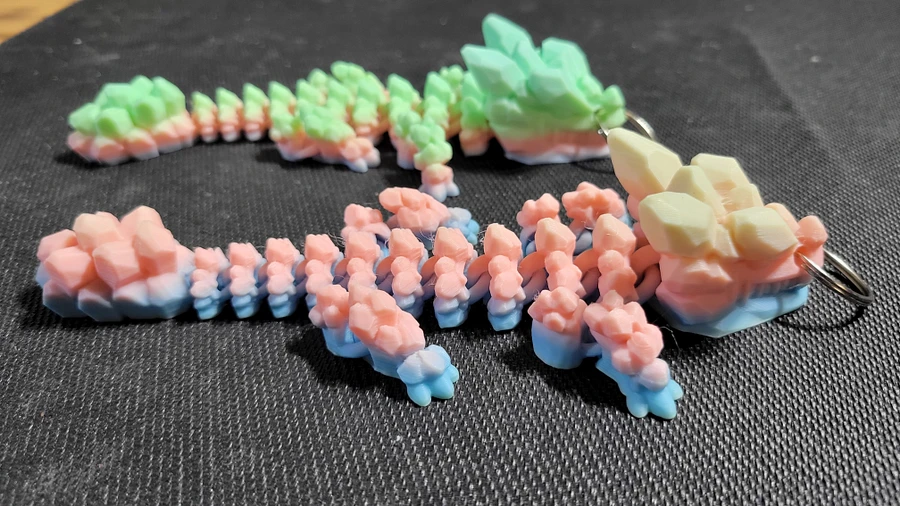 Articulated Rock Dragon Keychain (Pastel Green, Pink, Blue) product image (3)