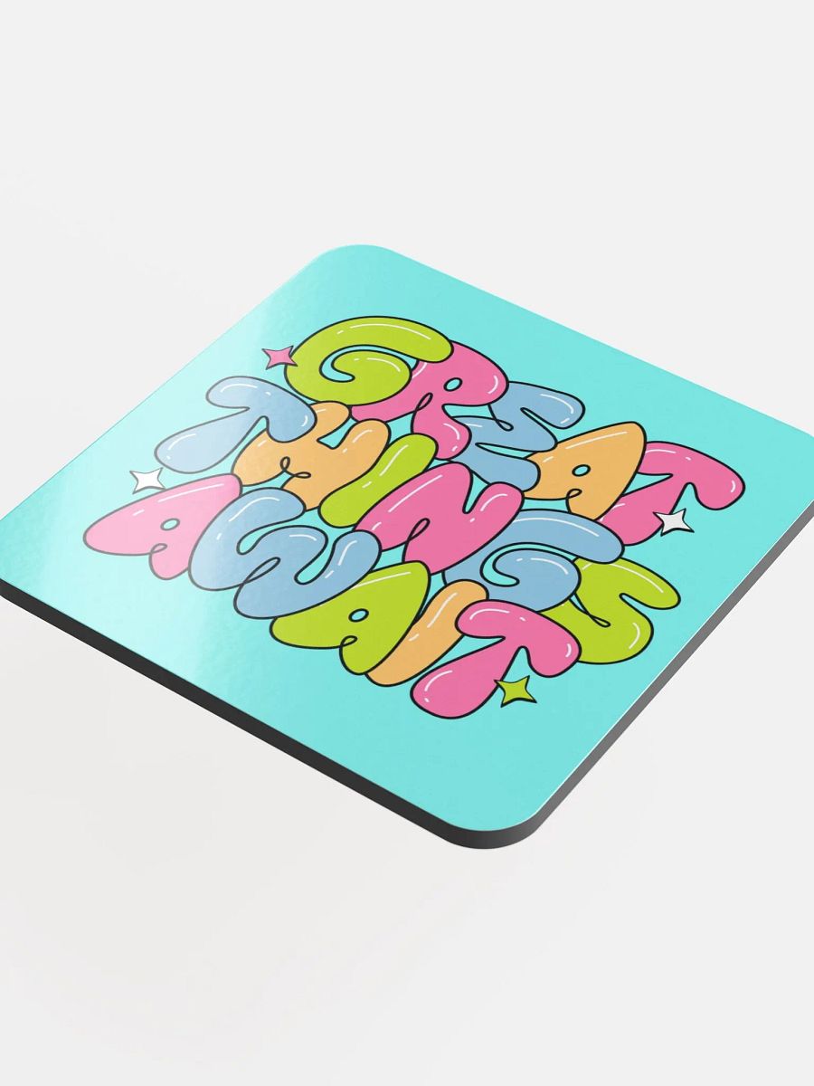 Great things await Glossed Cork Coaster product image (4)