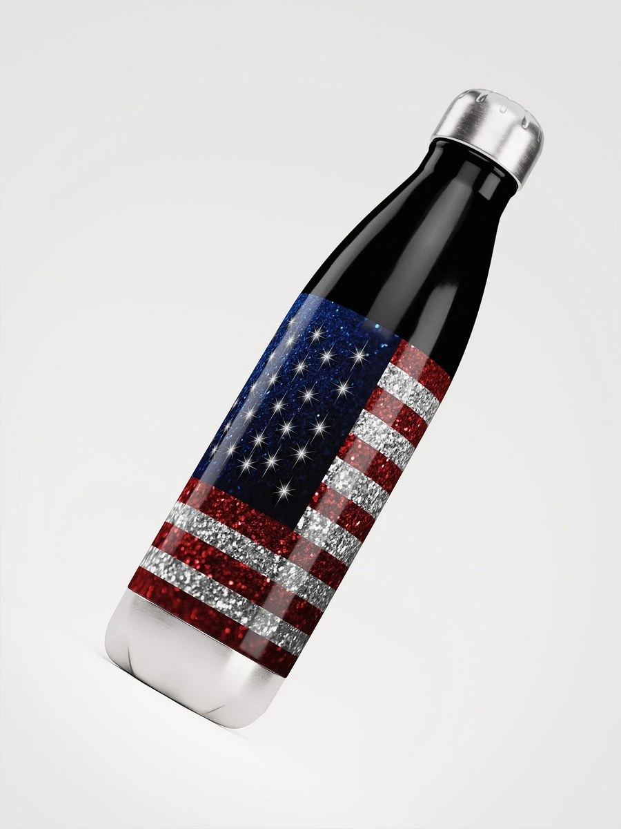 American Flag in Glitter Graphic Stainless Steel Waterbottle product image (4)