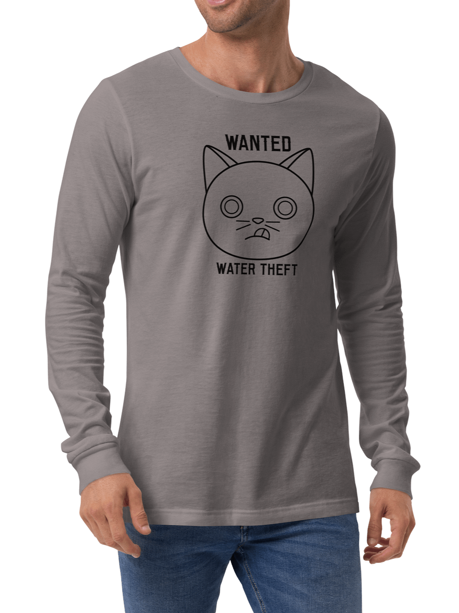 Wanted Unisex Long Sleeve Tee, Water Theft, Black Print product image (4)