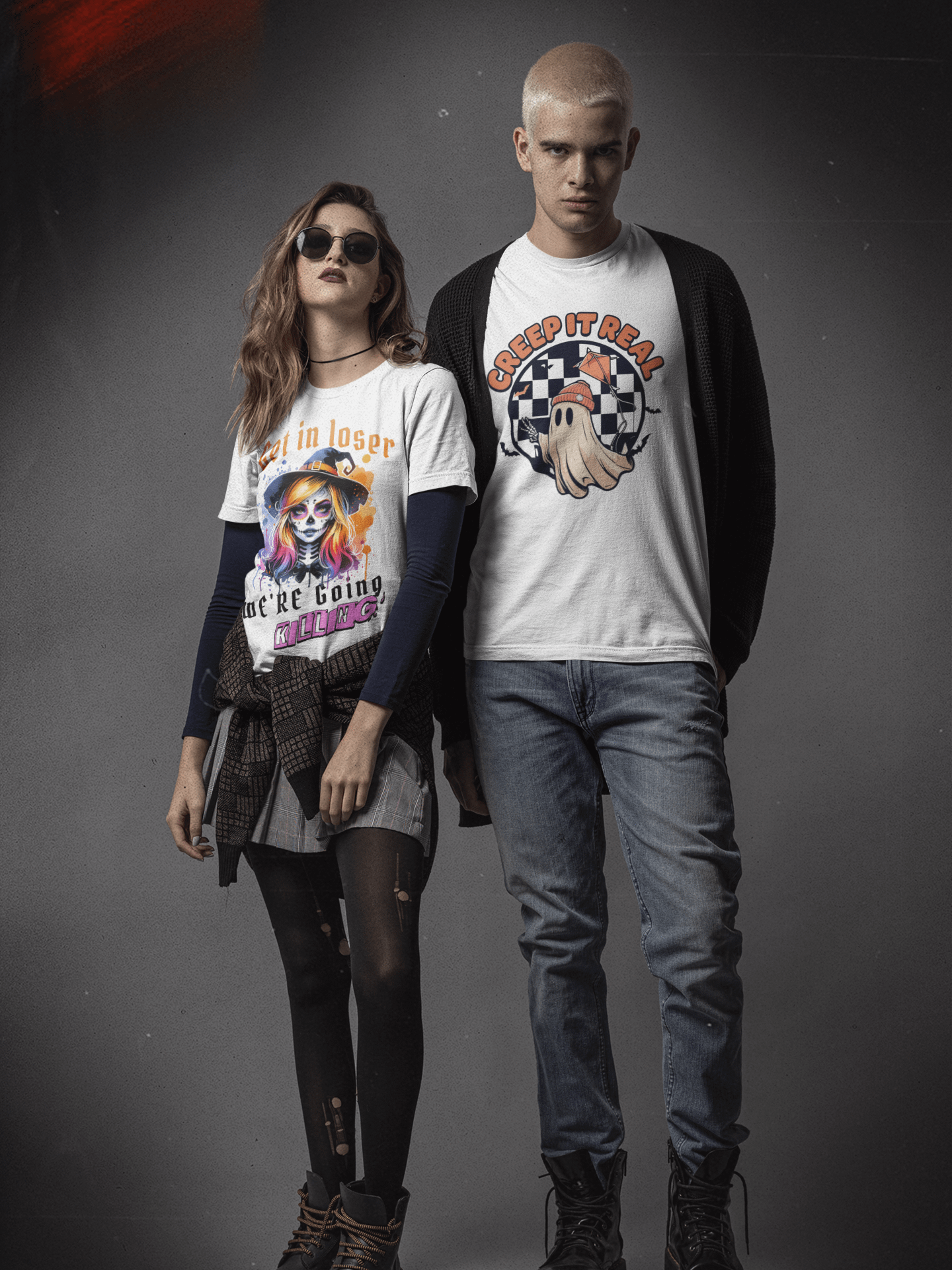 Creep It Real – Cozy Halloween Ghost Graphic Tee product image (1)