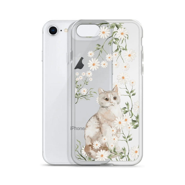 Daisy Garden Cat Floral iPhone Clear Case product image (2)