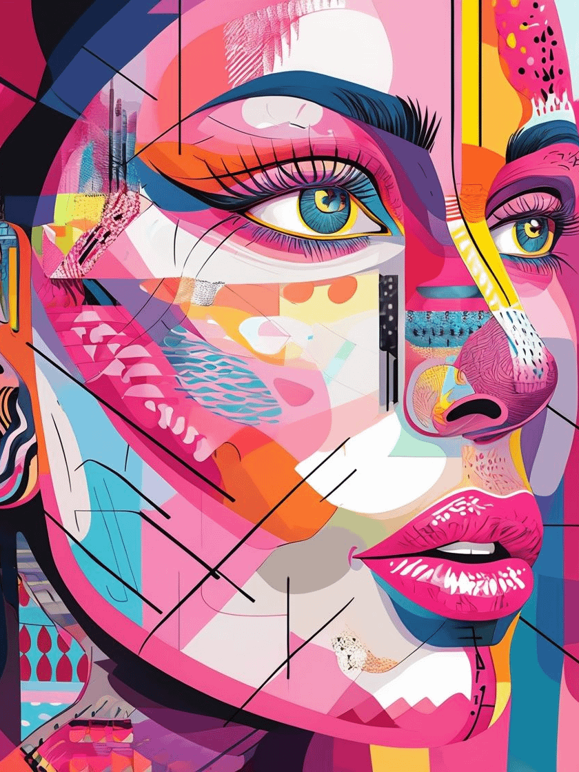 Vibrant Geometric Portrait Framed Poster product image (1)