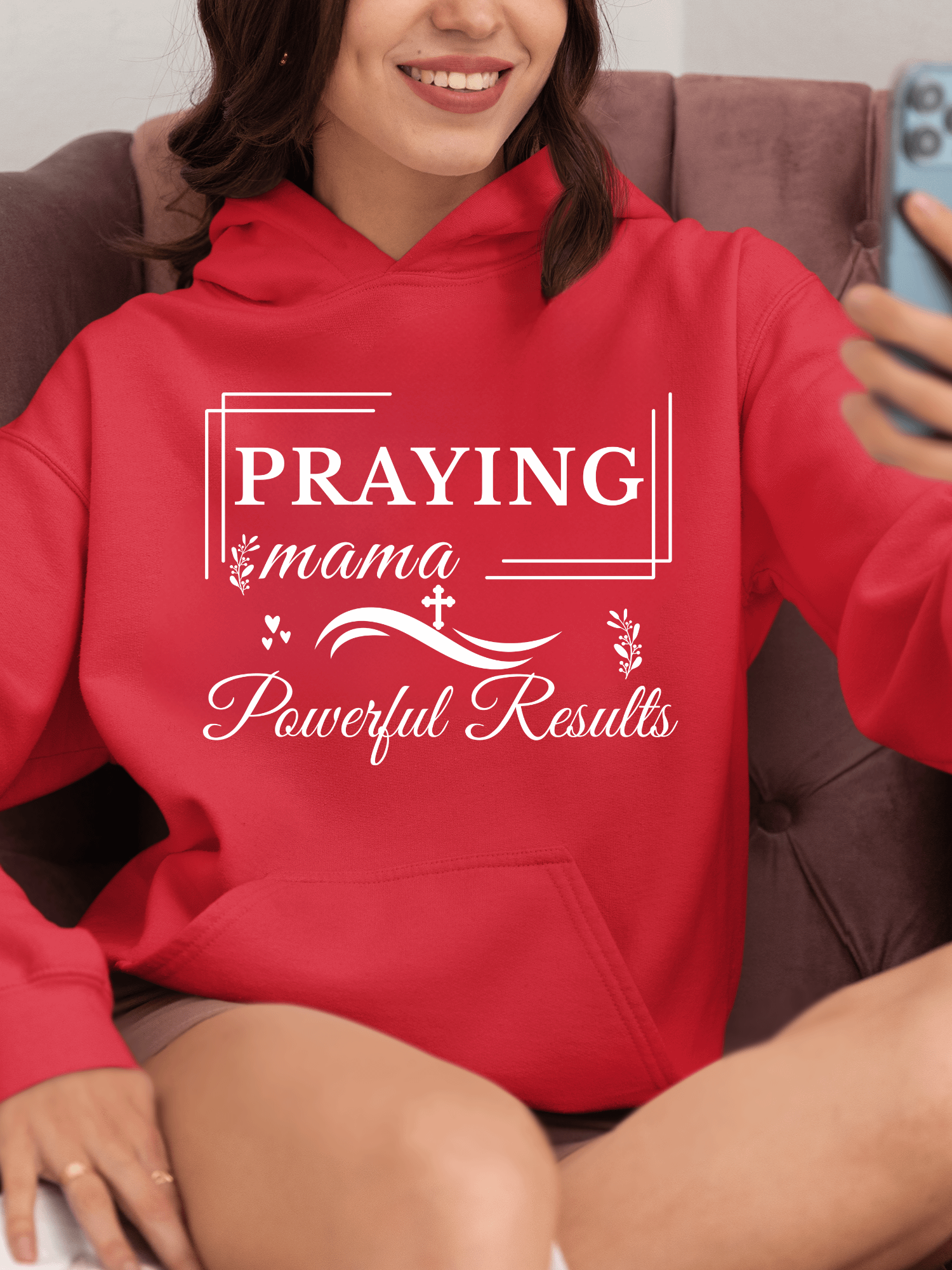 Praying Mama, Powerful Results Gildan Hoodie. product image (1)