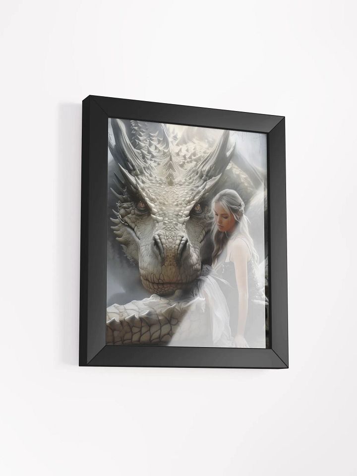 Girl with her white dragon - Framed High Quality Matte Poster product image (13)