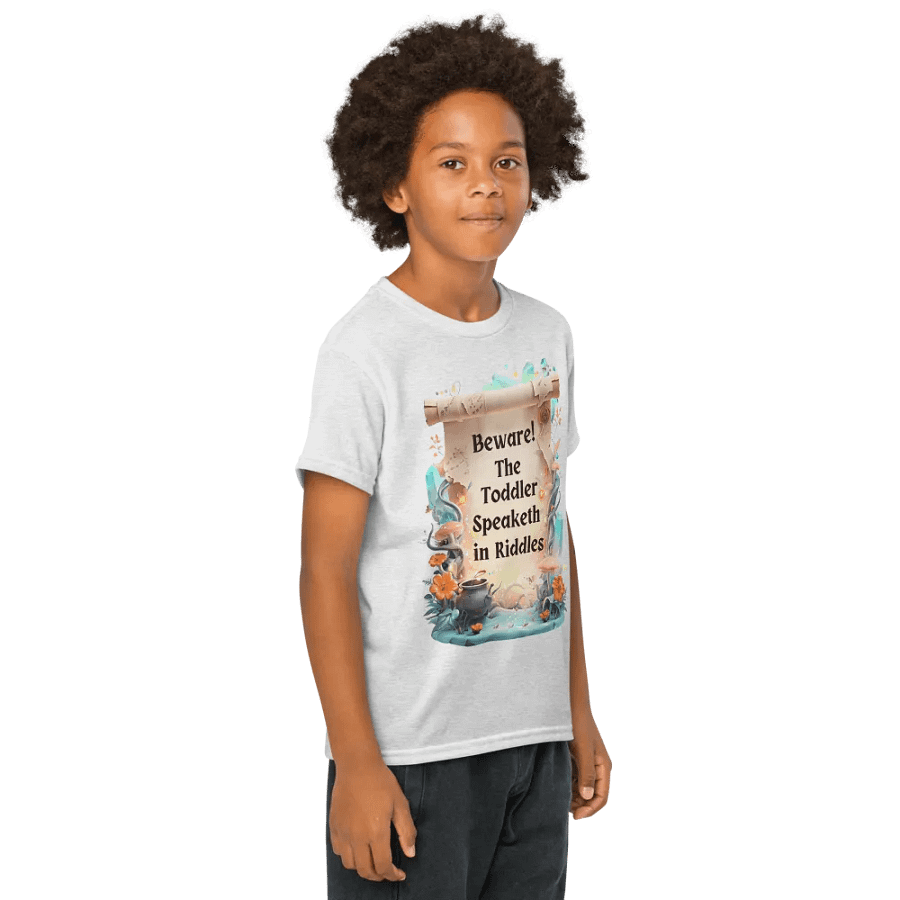 Funny Toddler T-Shirt – ‘Beware! The Toddler Speaketh in Riddles!’ – Cute & Quirky Tee product image (61)